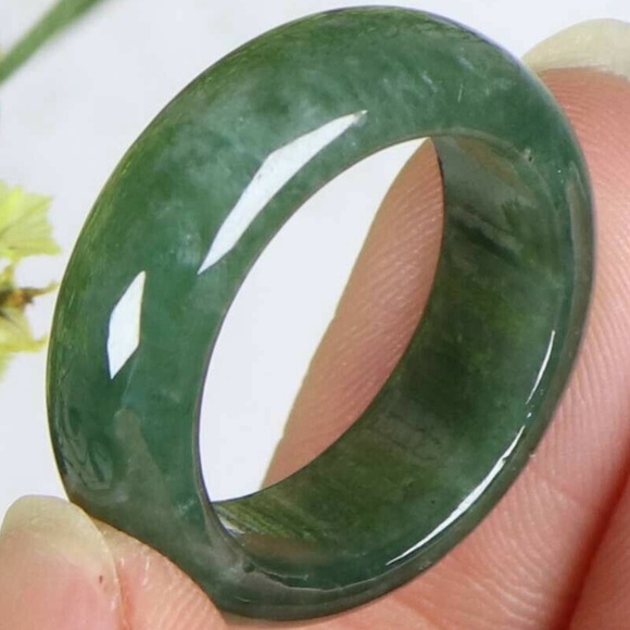 Cert'd Dark green 100% Natural A Jade jadeite 17 mm Ring - Picture 4 of 9